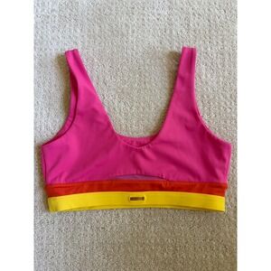 Cleo Harper Sports Bra Women M Pink Colorblock Barbiecore Sporty Mesh Cutout
